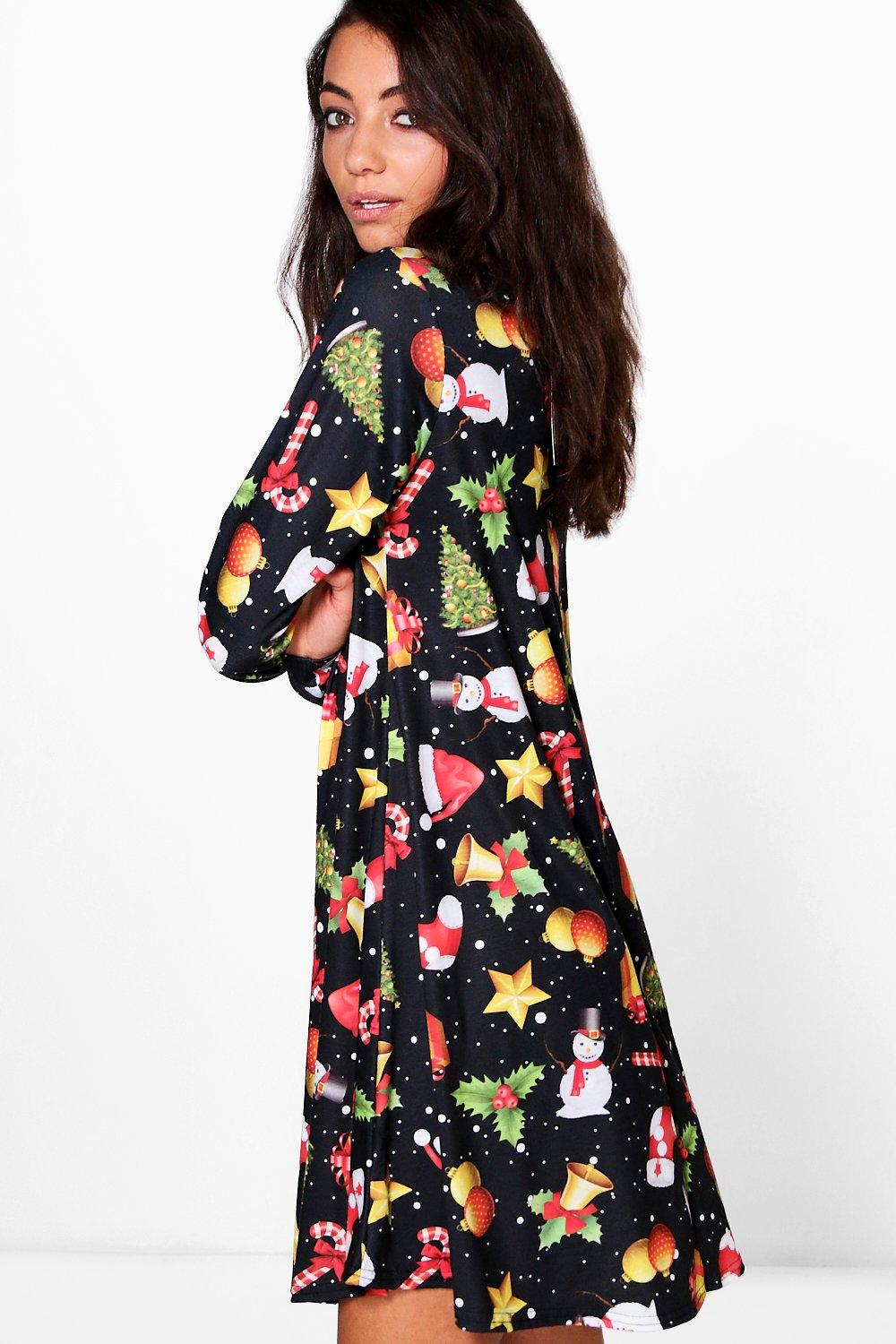 Christmas print swing dress sale