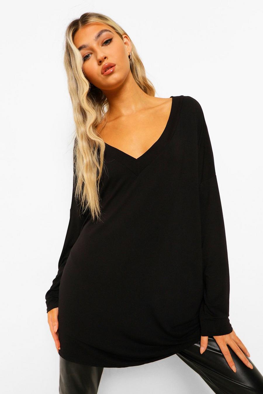 Black Tall Oversized Long Sleeve Top image number 1