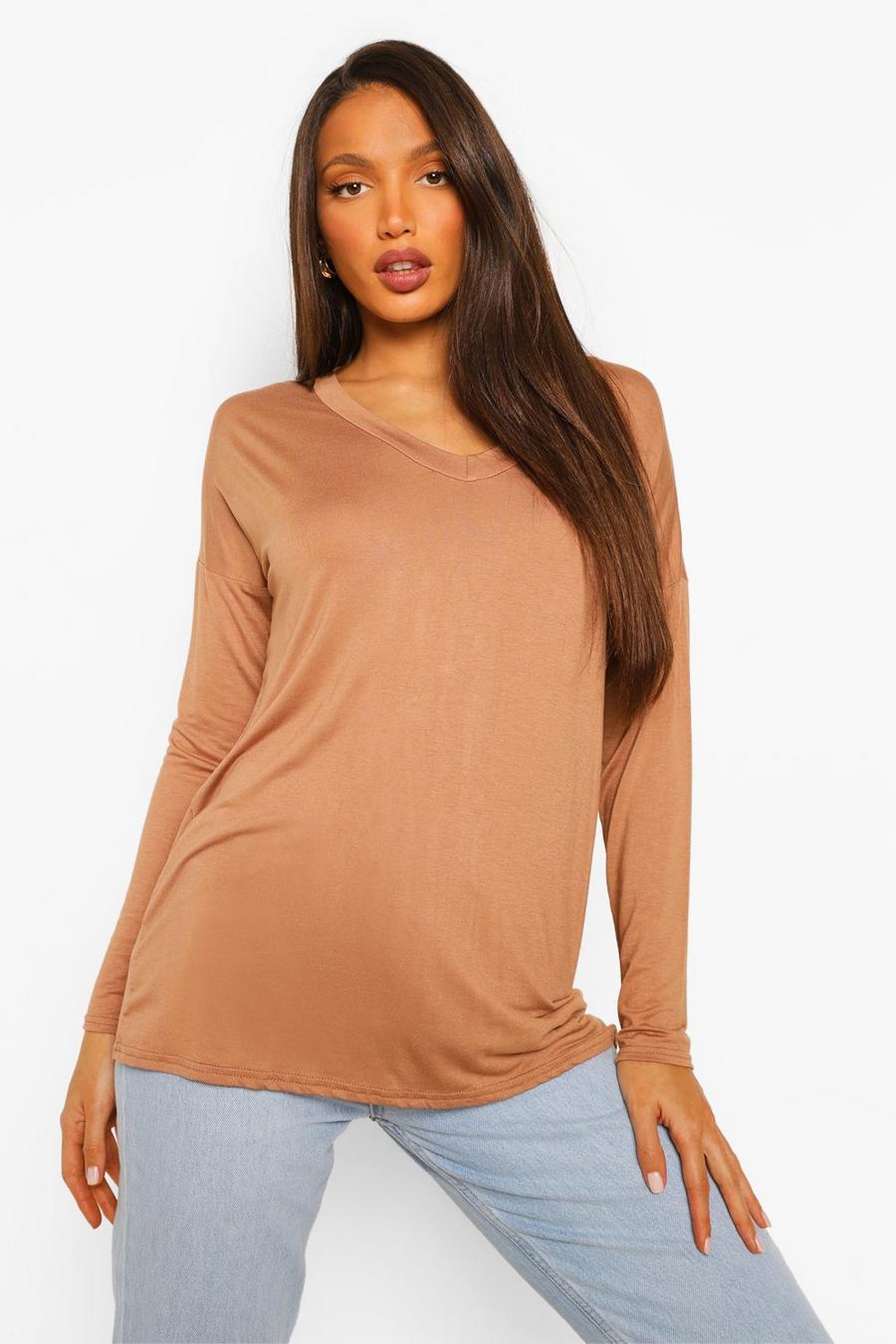 Camel Tall Basic Oversized Long Sleeve Top image number 1
