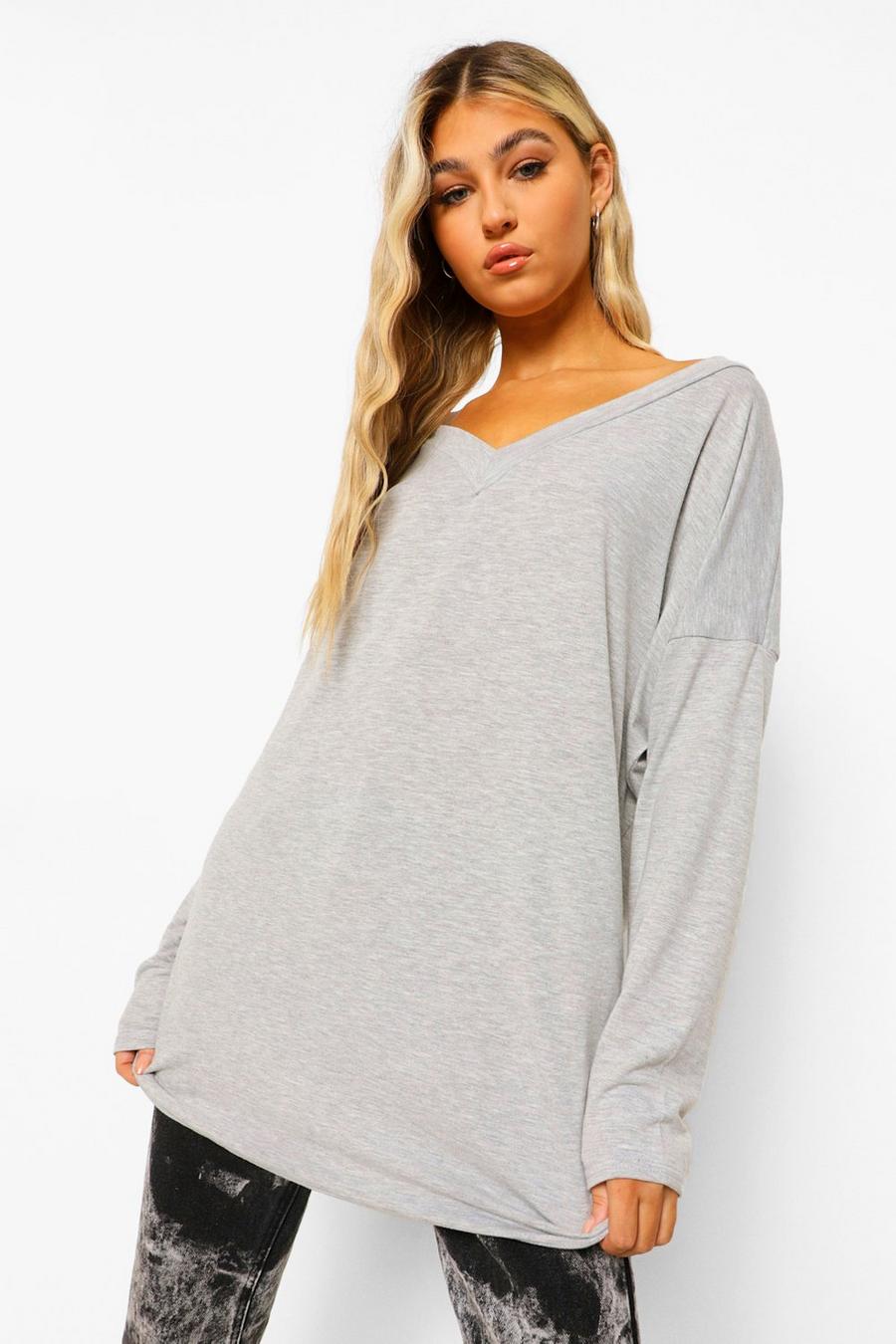 Grey Tall Basic Oversized Long Sleeve Top image number 1