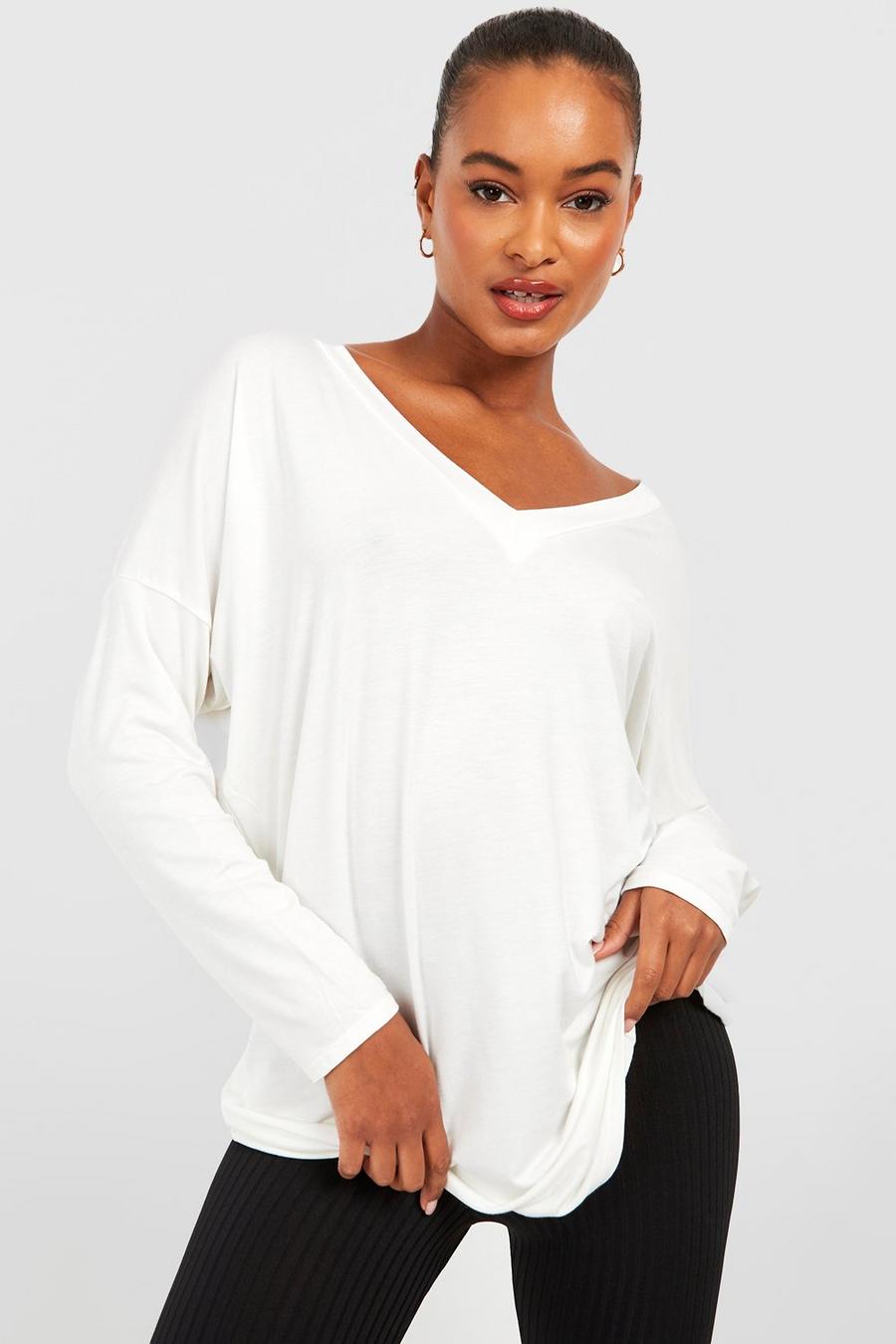 Ivory vit Tall Oversized Long Sleeve Top image number 1