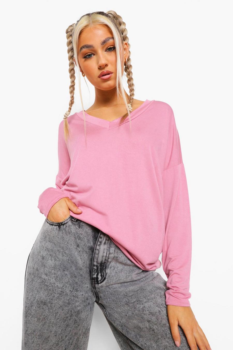 Tall langärmliges Oversize T-Shirt, Pink image number 1