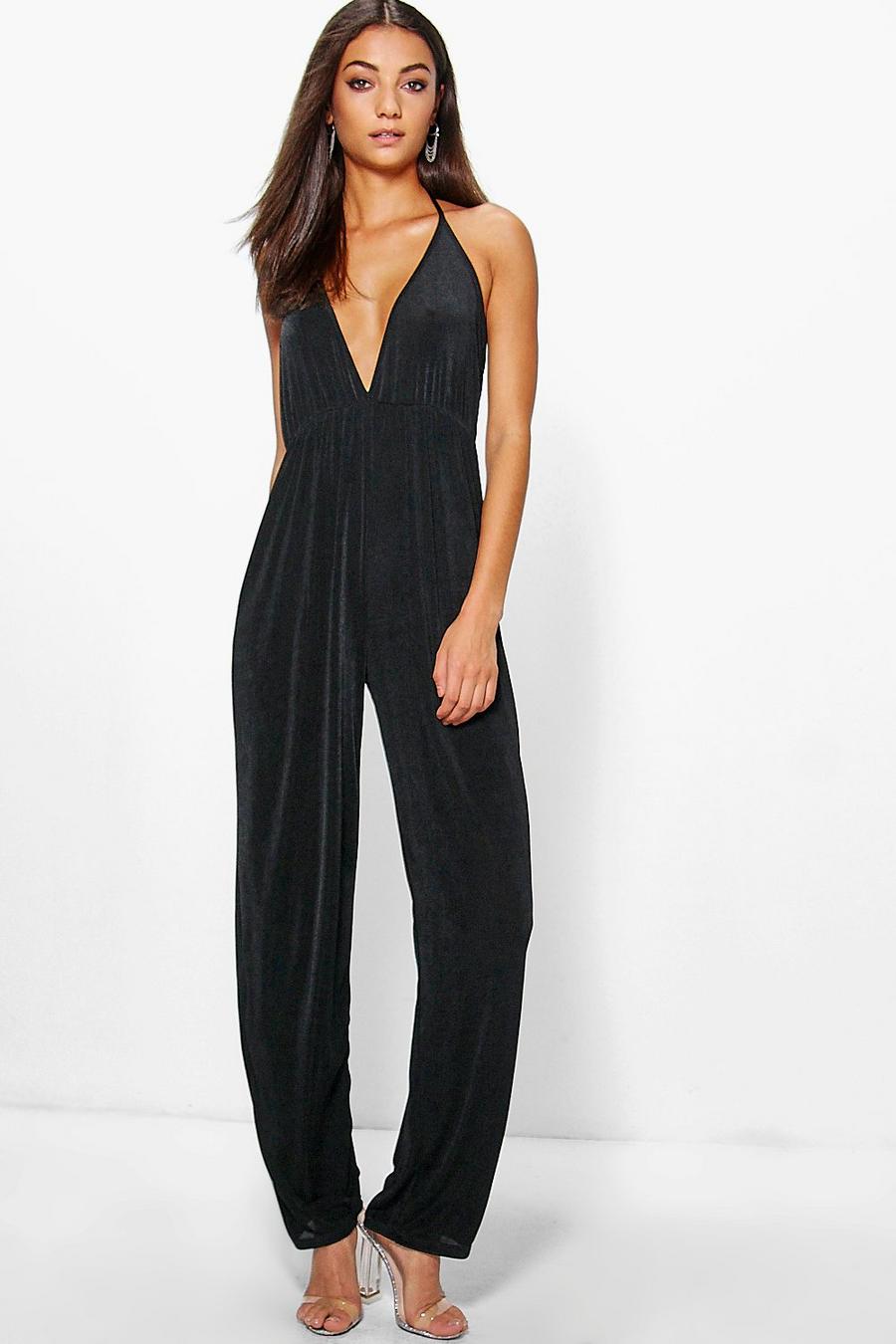 Tall Lilah Slinky Fabric Deep Plunge Jumpsuit image number 1