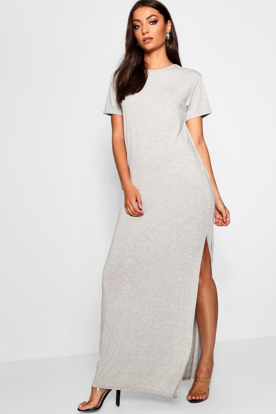 Grey Tall Split Side T-Shirt Maxi Dress image number 1