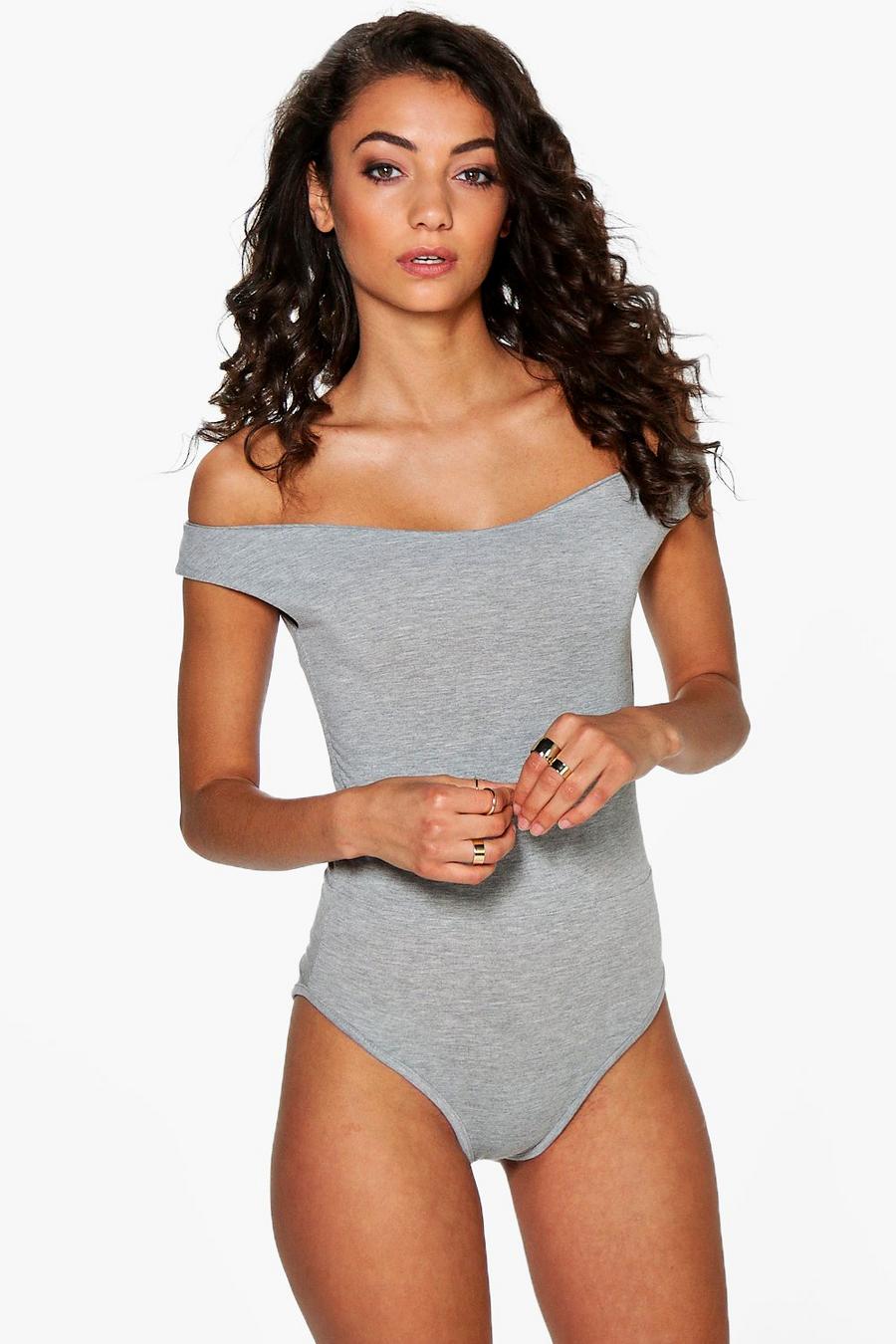 Grey Tall  Off The Shoulder Basic Bodysuit