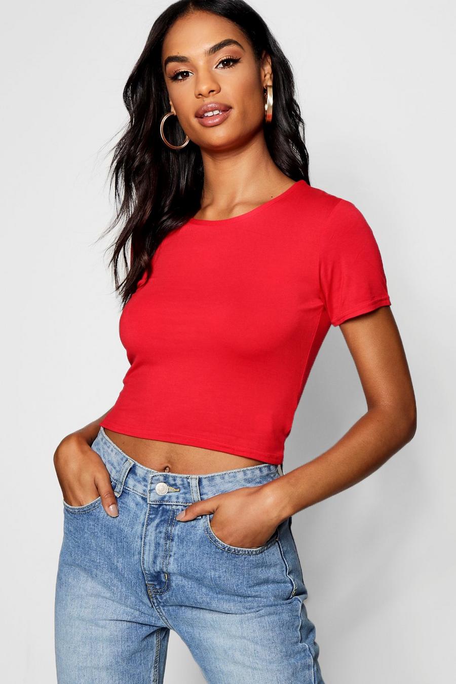 Crop top Tall Basic a maniche corte, Rosso image number 1