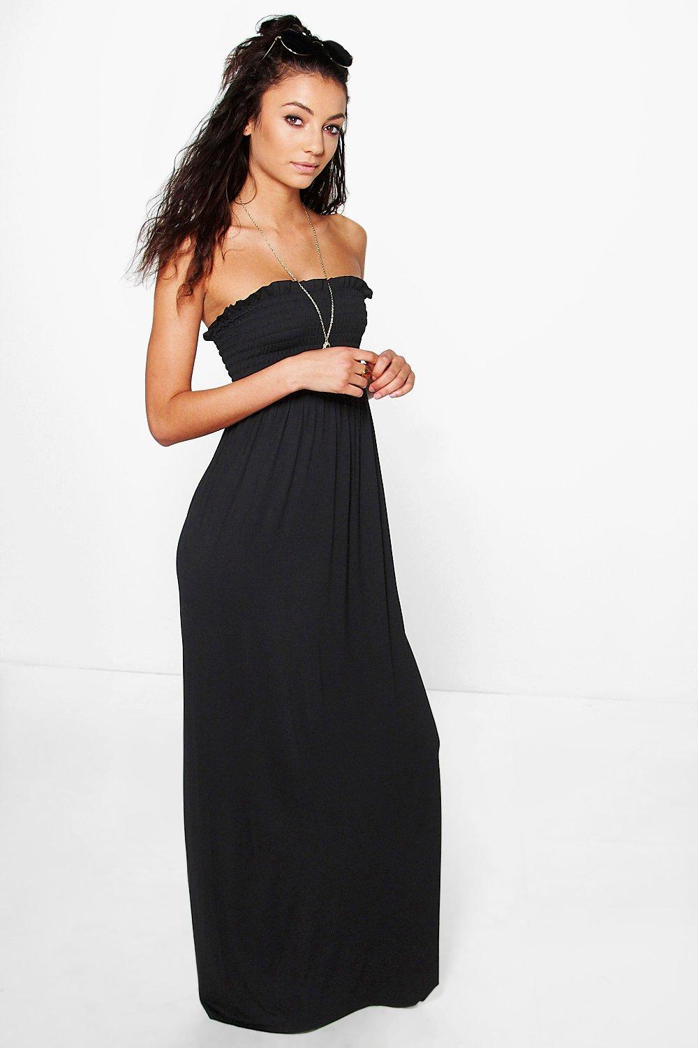 bandeau black maxi dress