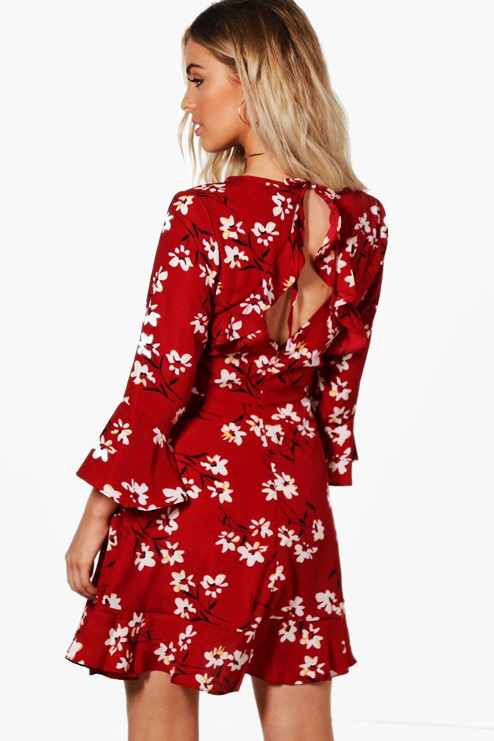 boohoo ruffle tea dress