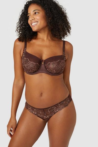 Gorgeous mocha Heritage Bloom Embroidery Brief