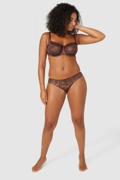 Gorgeous mocha Heritage Bloom Embroidery Brief