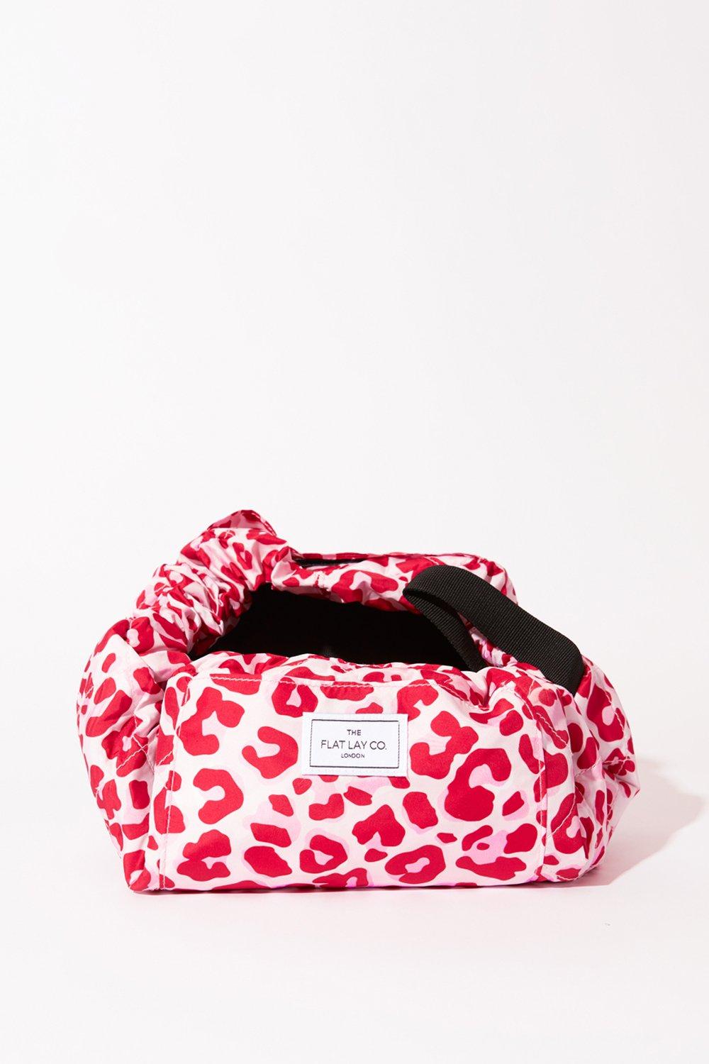 Pink Leopard Open Flat Makeup Bag boohoo UK