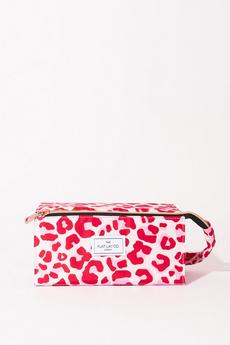 The Flat Lay Co multi Pink Leopard Open Flat Makeup Box Bag
