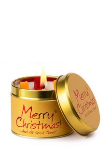 Lily Flame gold Merry Christmas Tin Candle