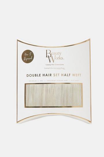 18" Double Hair Set Weft Clip-In Extensions pure platinum