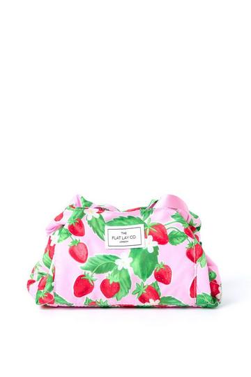 The Flat Lay Co. Drawstring Makeup Bag in Summer Strawberries multi