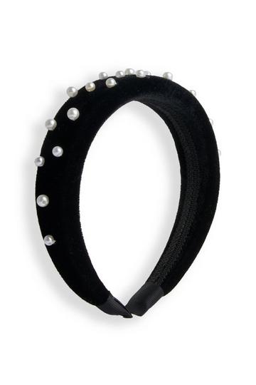 Black Revolution Pearl Velvet Headband Black