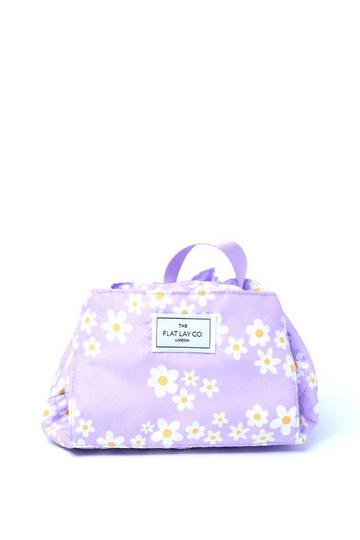 Drawstring Makeup Bag in Lilac Daisy multi