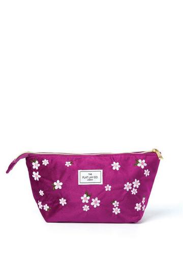 Essential Pouch in Embroidered Daisy Plum Velvet multi