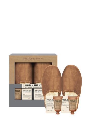 The Fuzzy Duck Bergamot, Hemp & Sandalwood Men's Luxury Slipper Gift Set multi