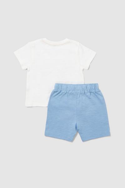 Blue Zoo blue Baby Boy Tractor Shorts Outfit Set