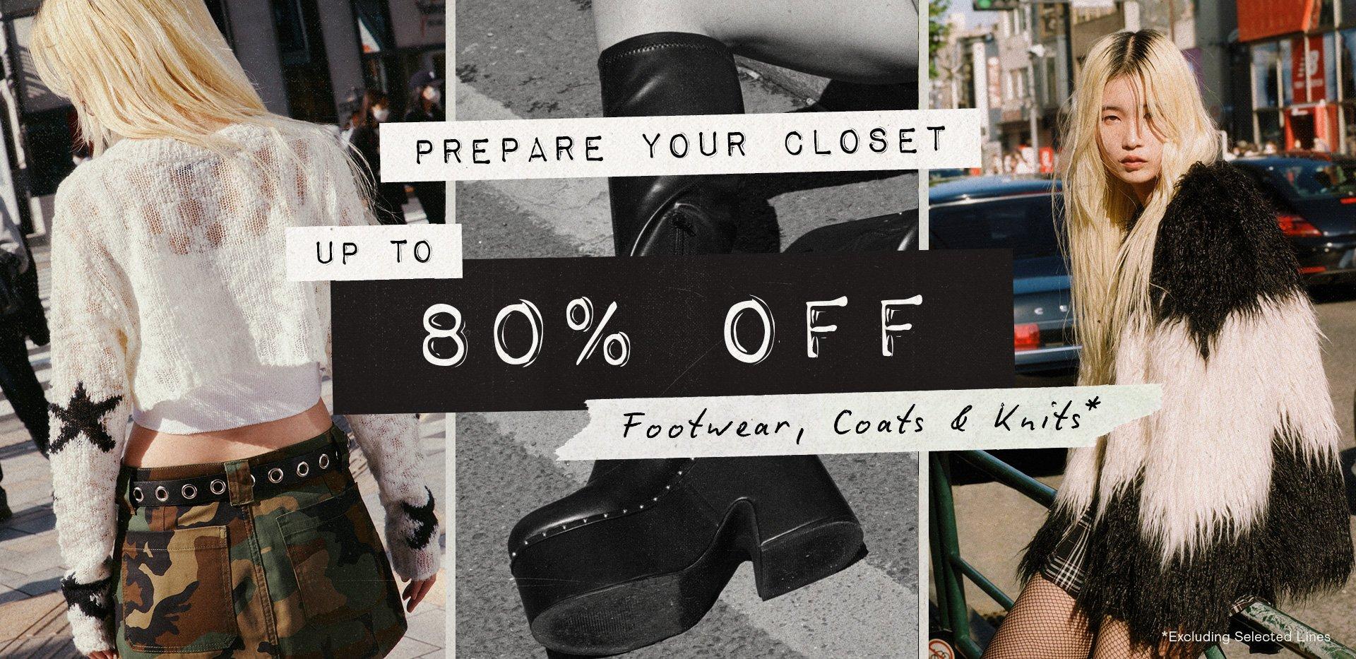 Up to 80% OFF Coats, Knits & Footwear*