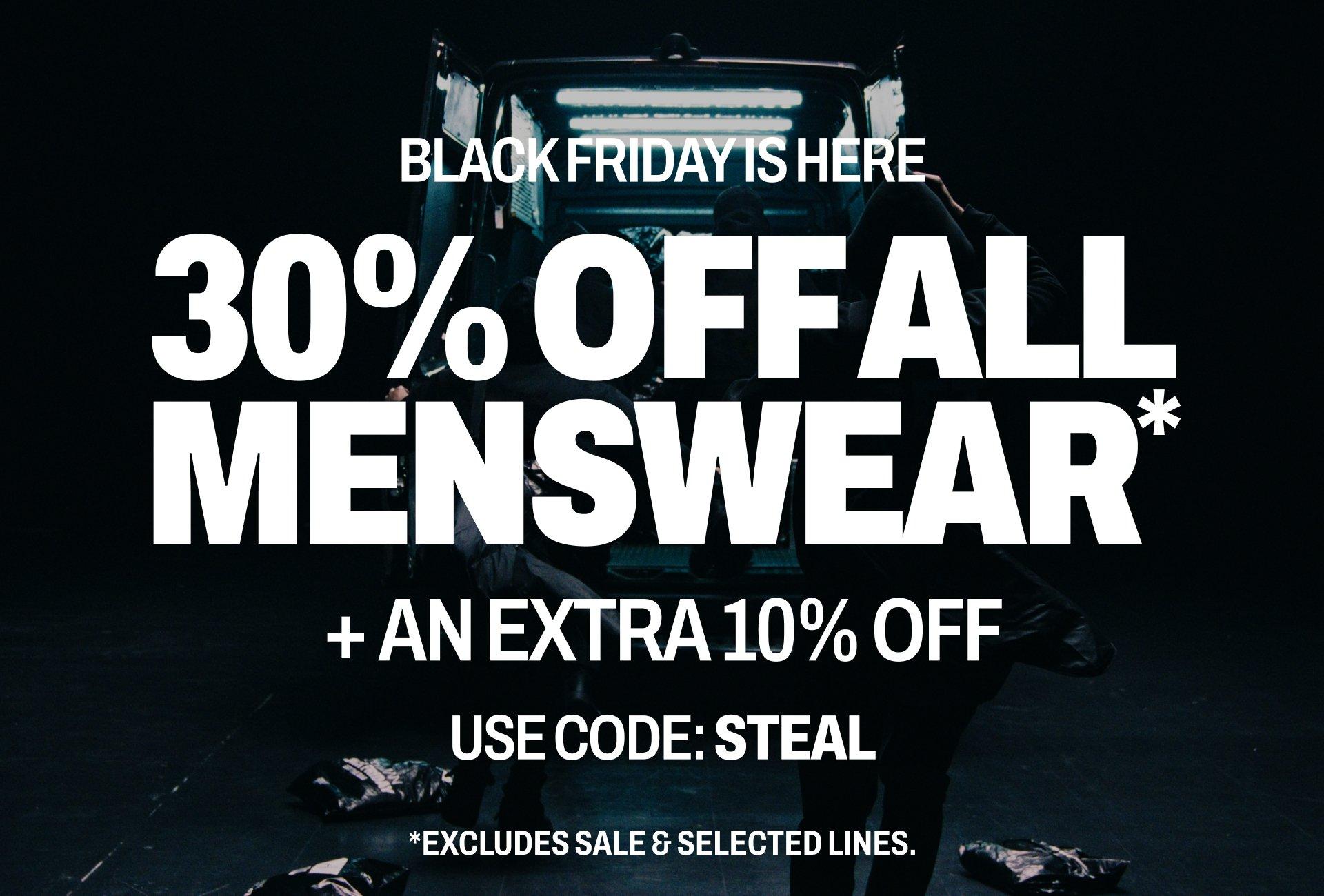 30% off Menswear + Extra 10!