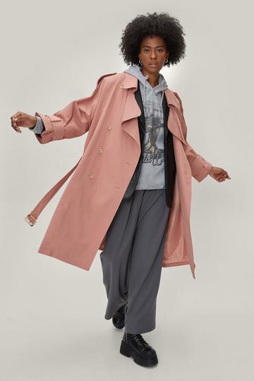 Belted Oversized Double Breasted Trench Coat dusty rose