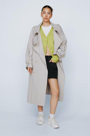 Belted Oversized Double Breasted Trench Coat grey