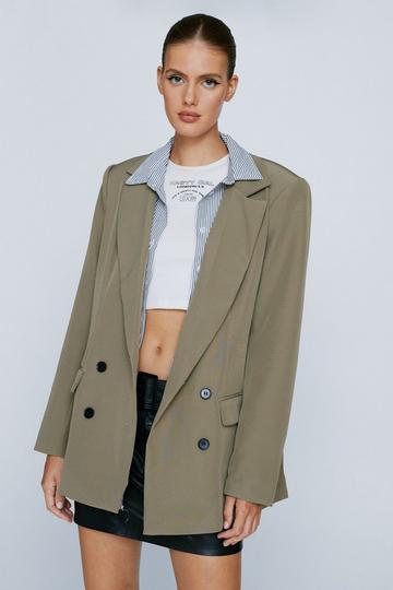 Sage Green Out of Hours Oversized Double Breasted Blazer