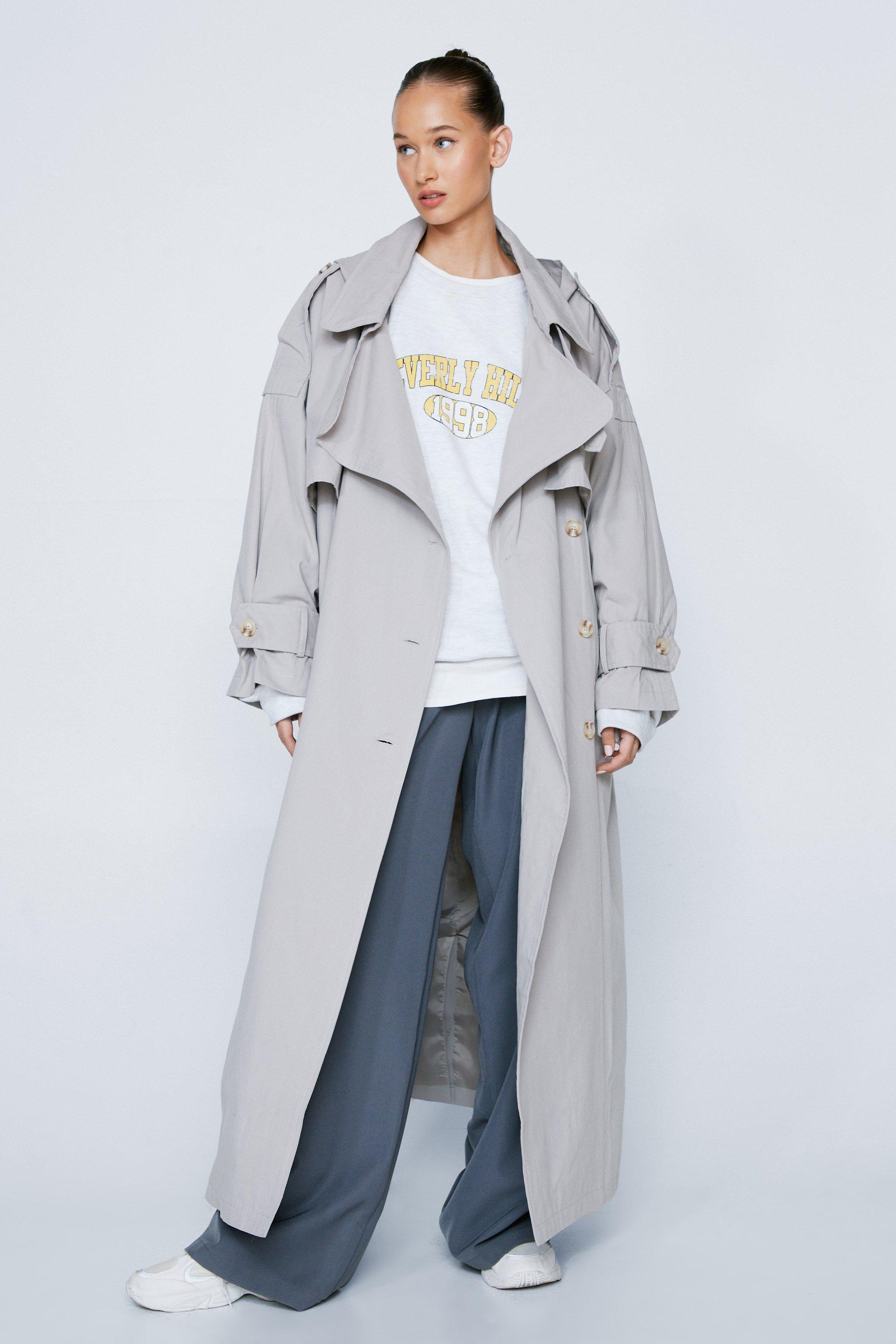 Long gray hotsell trench coat