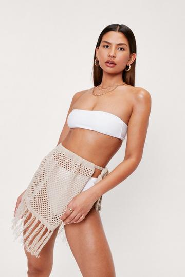 Crochet Tie Side Mini Beach Cover Up Skirt stone