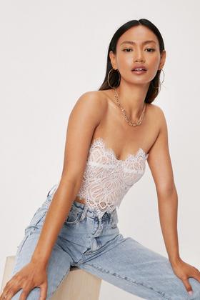 Boned Lace Strapless Corset Top