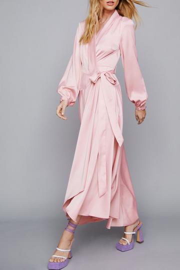 Satin Sweetheart Nude Long Sleeve Satin Shirt Dress Womens Size 8 Sweewe | Pink Boutique