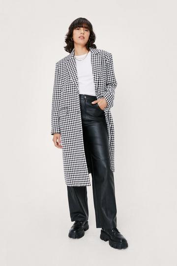 Oversized Button Down Houndstooth Coat black