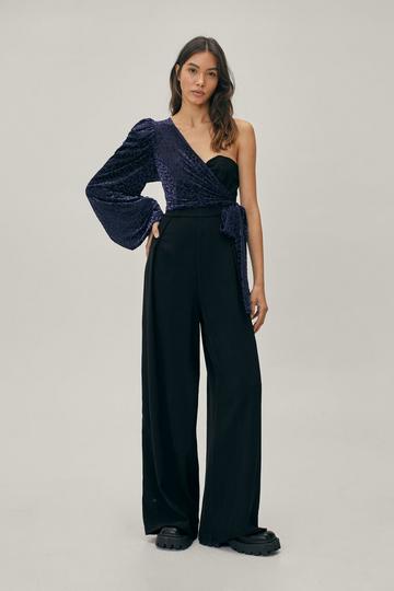 Devoire One Shoulder Jumpsuiut dark blue