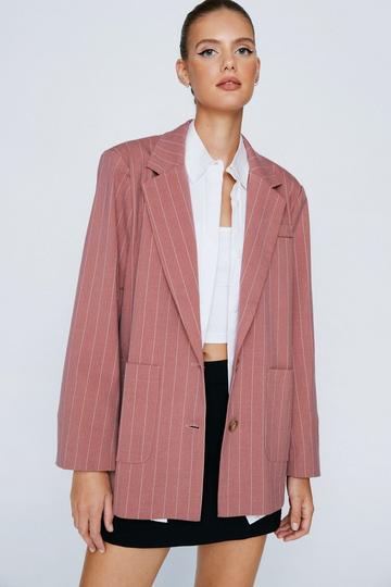 Striped Wool Look Oversized Blazer pink