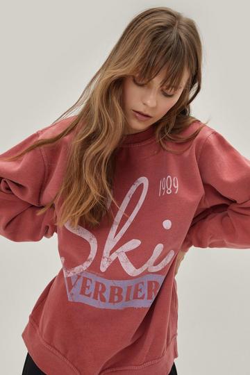 Ski Verbier Oversized Graphic Sweatshirt red
