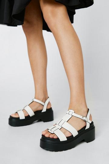 Faux Leather Chunky Fisherman Sandals off white