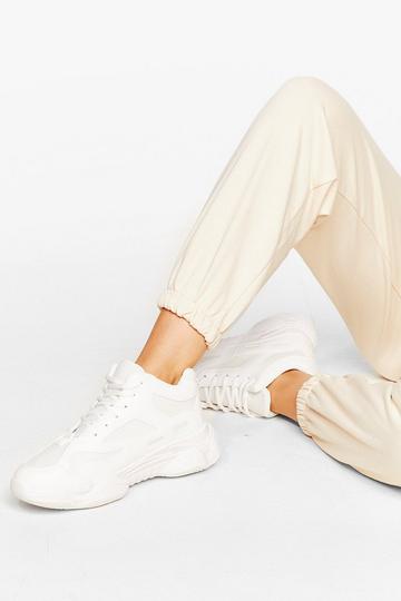 White Mesh Your Match Faux Leather Chunky Sneakers