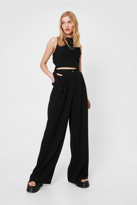 Satin Super Wide Leg Cargo Pants