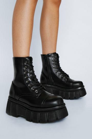 Black Hit the Ground Running Faux Leather Biker Boots