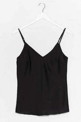 Women's Black Plus Soft Rib Button Front Slouchy Cami Top