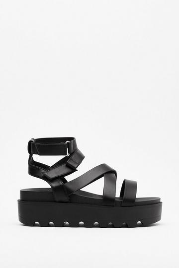 Black Back On Your Feet Cleated Strappy Sandals