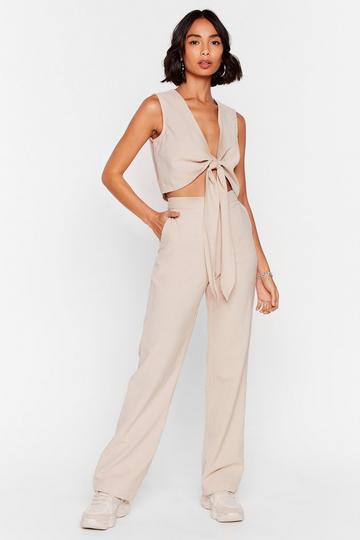 Perfect Pair High-Waisted Wide-Leg Pants stone