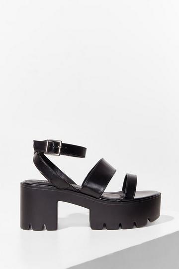 Black In the Driving Cleat Strappy Platform Sandals