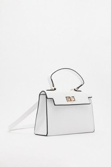 White Structured Croc Cross Body Mini Bag