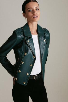 Leather Asymmetric Zip Detail Moto Jacket