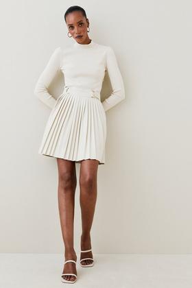 Tweed Belted Knit Dress