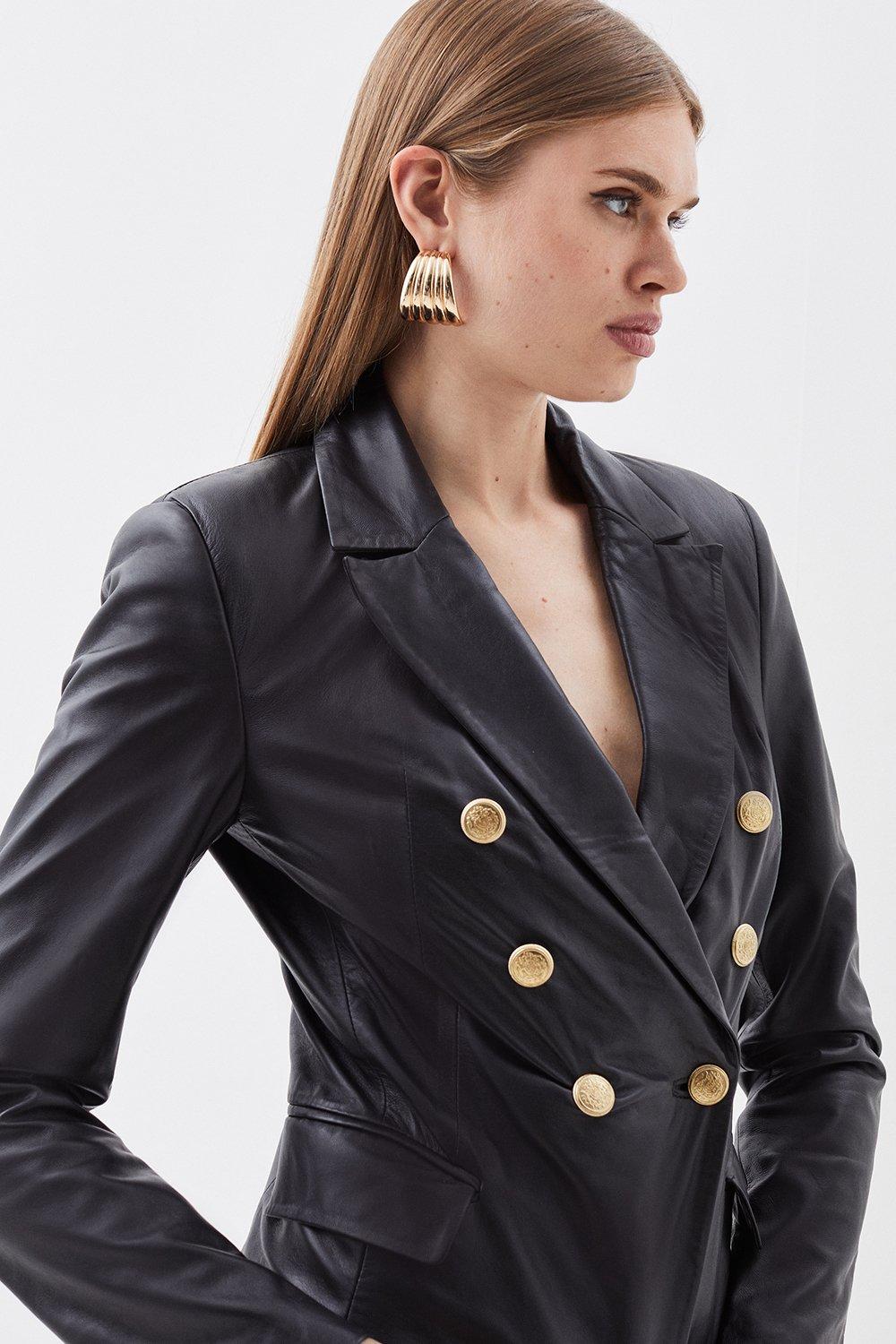 Compact Stretch Military Button Jacket | Karen Millen