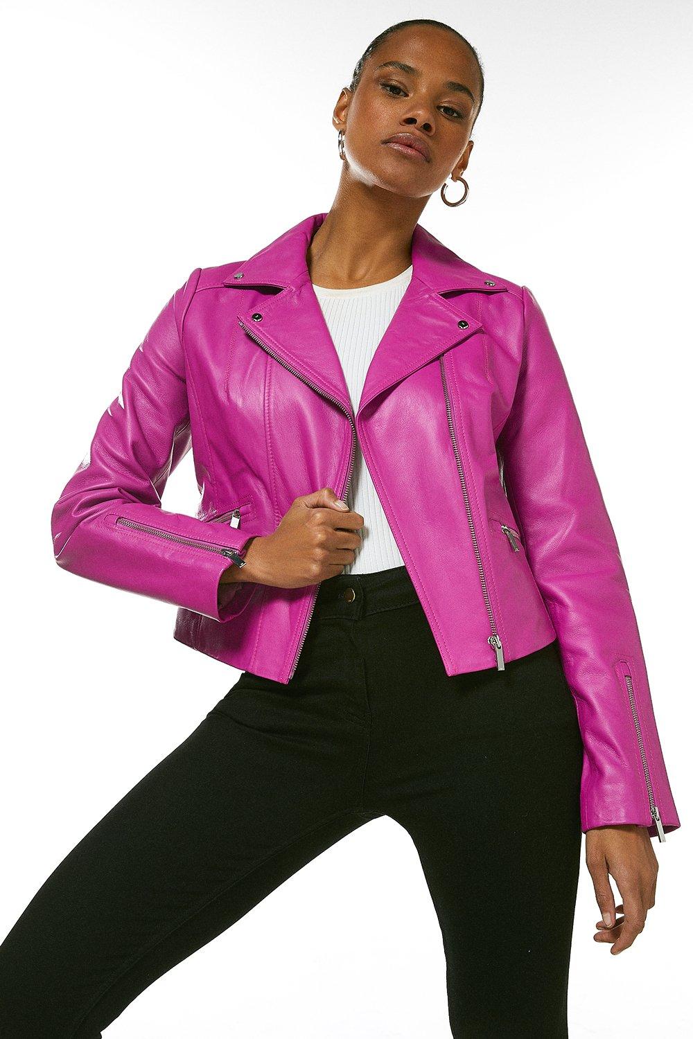 Frill discount leather jacket